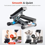 Sunny Health & Fitness Mini Stepper for Exercise at Home, Stair Step Workout Machine with Resistance Band and Over 300lb Weight Capacity, Optional Twist Motion and Free SunnyFit App Connection