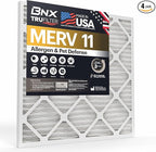BNX TruFilter 12x24x1 Air Filter MERV 11 (4-Pack) - MADE IN USA - Allergen Defense Electrostatic Pleated Air Conditioner HVAC AC Furnace Filters for Allergies, Dust, Pet, Smoke, Allergy MPR 1200 FPR 7