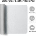 Aothia Faux Leather Desk Mat – Large Mouse Pad, Non-Slip PU Leather Blotter, Waterproof Writing Surface for Office and Home (Barely Grey, 47.2" x 23.6")