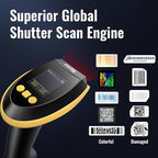 Tera Barcode Scanner Wireless with Screen: Pro Version 1D 2D QR with Setting Keypad Charging Cradle Works with Bluetooth 2.4G Wireless USB Wired Handheld Bar Code Reader HW0009 Yellow