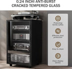 Grufle Media Storage Cabinet with Tempered Glass Door, 3 Adjustable Shelves Stereo Cabinet with Cable Management, AV Rack for Living Room/Gaming Setup/Home Studio Audio Rack (Black)