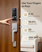 Philips Wi-Fi Smart Lock with Handle, Keyless Entry Keypad Door Lock with Handle, Front Door Deadbolt Set with Gateway, App Control, Fingerprint Unlock, PIN Code Unlock, Auto Locking, Touchscreen