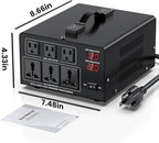 3000W Voltage Converter Transformer Step Up 110V/120V to220V/240V or Step Down 220V to 110V AC Power Converte, Circuit Breaker Protection, 3 US sockets, 3 Universal sockets, LCD Display