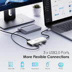 USB C Docking Station Dual DP Monitor, Displayport Docking Station with Dual DP, HDMI, VGA, USB2.0 Ports for Lenovo HP Dell, Windows System Computer