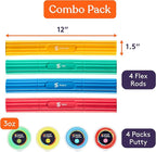 Special Supplies Physical Hand Therapy Putty & Flex Therapy Bar Resistive Hand Exercise Kit – Improve Grip, Strength, Dexterity & Mobility – Injury & Stress Relief – 8 Piece Set