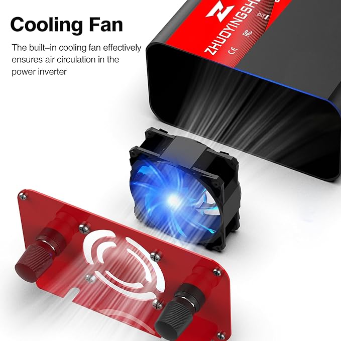 1000W Pure Sine Wave Inverter 12V DC to 120V AC (2000W Peak) Car Power Inverter with LCD Display, Dual USB 3.4A, Aluminum Housing, 95% Efficiency - Compact Power Inverter for RV Home Solar