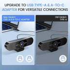 EMEET 1080P Webcam with Microphone, C960 Web Cam, 2 Mics, 90° FOV, USB Type-A & A-to-C Adapter, Plug&Play Computer Camera for Online Calling, Zoom/Teams/Facetime, Switch 2 Camera Support, 2025 Version