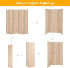 Bonnlo 4 Panel Pegboard Freestanding, 5 FT Portable Display Board Organizer for Craft Show Jewelry, Wooden Folding Privacy Screen Room Divider (with Base, Natural)
