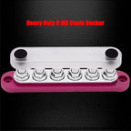 6 x M8 (5/16") Studs Power Distribution Block Bus Bar 12V, Ampper 5.9" HD 200A Marine BusBar Battery Distribution Block W/Cover for Car Boat Solar (Red)