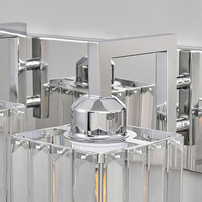 FDPBY Modern Bathroom Vanity Light 4-Lights Chrome Crystal Wall Lamp Bathroom Modern Crystal Vanity Lighting