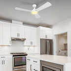 SMAAIR 52 Inch Smart Wifi Ceiling Fans with Dimmable LED Lights and Remote, Compatible with Alexa/Google Home/Siri/APP, Outdoor DC Fans with 10 Speeds, Timer/Schedule,White