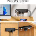 24 Widely Outlets Extension Cord 25 Ft NTONPOWER Long Extension Cord Surge Protector with 4 USB Ports(2 USB C),15A/1875W Power Strips with Surge Protection 4000J, Wall Mount Holes for Home, Office
