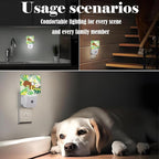 FSHVQKD Cute Sloth in Jungle Night Light,Plug-in Night Lights with Dusk to Dawn Sensor for Stairway,Hallway,Bedroom Sleep Friendly Ideal for Women/Girls/Boys Gift,0.5w