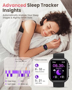 Smart Watch for Women Men Fitness: 1.85" Smart Watch with 30 Days+ Battery Life Make/Recive Call Heart Rate SpO2 Sleep Monitor 120+ Sport IP68 Waterproof Fitness Tracker Watch for iPhone Android Black