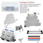 20Pcs 12V Electromechanical Power Relays 12V Relay Din Rail 5 Pin 6Amp SPDT, Socket Base with LED Indicator 41F-1Z-C2, with DIN Rail