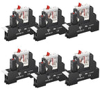 UL Listed 6Pcs 24VAC Relay Electromagnetic Power Relay 8Amp 8Pins DPDT with Test Button, Indicator Light Module and Socket Base 2NO 2NC AC 24V