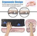 Ergonomic Mouse Pad Wrist Support and Keyboard Wrist Rest Set with Coasters, Non-Slip PU Base, Easy Typing & Pain Relief for Computer Laptop Home Office, Cute Cat Face Smile Meow