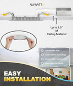 NUWATT 12 Pack, 4 Inch Ultra-Thin Recessed LED Lights Brushed Nickel, 5CCT 2700K/3000K/3500K/4000K/5000K Selectable, 630LM, 9W, IC Rated, Dimmable Canless Downlight With Junction Box, Energy Star, ETL
