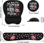 Mouse Pad Wrist Support and Keyboard Wrist Rest Set with Coasters, Inspirational Quote Be a Flamingo in a Flock Pigeons with Non-Slip PU Base Ergonomic Mousepad for Computer Laptop Home Office