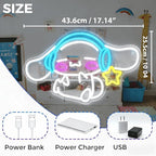 THIIXDAI Cinnamoroll Neon Sign for Room Decor, USB Powered LED Lights with Dimmable, Japanese Cartoon Dog Neon Signs, Cute Night Light Gifts for Children (17.17"L x 10.04"W)