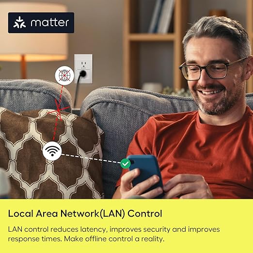 Minoston Matter Smart Plug Compatible with Google Home and Alexa,Protect Privacy, 2.4G Wi-Fi Only, White(MP25M)