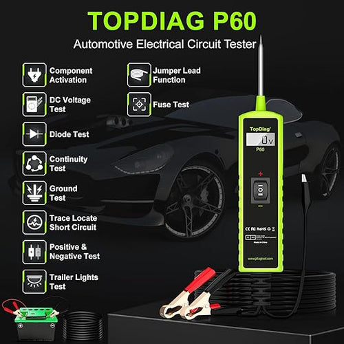 12 Volt Test Light Automotive, Power Circuit Probe Kit, 6V - 24V Car Fuse Tester, Voltage Tester 0.3v-70v, AC DC Outlet Tester, Automotive Short Circuit Finder, P60