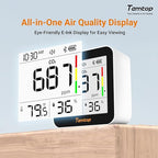Temtop CO2 Monitor Indoor Air Quality Monitor 3 in 1 CO2 Meter(Temperature, Humidity and CO2), 180 Days Standby Time