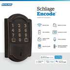 Schlage Encode Smart WiFi Deadbolt Lock for Front Door - Keyless Entry with App or Touchscreen - Works with Alexa, Hey Google, & Airbnb - Create Codes for Guests - Aged Bronze