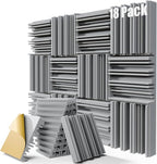 18 Pack Sound Proof Foam Panels for Walls, 12" x 12" x 2" Self-Adhesive Acoustic Panels, High-Density Soundproof Wall Panels for Studio Home and Ceilings (Gray)
