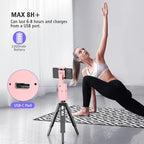 camrola Auto Face Tracking Phone Holder, No App Required, 360° Rotation Face Body Phone Tracking Tripod Smart Shooting Camera Mount for Live Vlog Streaming Video, Rechargeable Battery-Pink