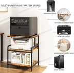 Arbuxzuy Large Printer Stand with Storage Shelf, 23.6" W x 18.9" D Printer Cart with Wheels, 3 Tier Mobile Printer Table for Home Office,Stands for Heat Press Scanner Fax (Brown)