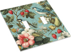 Bvtewkhz William Morris Flower 2 Gang Double Toggle Wall Plate Cover Decorative Light Switch Covers Electrical Faceplate Switch Plates for Bathroom Kitchen Home