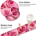 Keyboard Wrist Rest and Mouse Pad Wrist Support Set with Coasters, Non-Slip PU Base Ergonomic Gaming Mousepad for Home Office Working Studying Easy Typing & Pain Relief, Pink Roses
