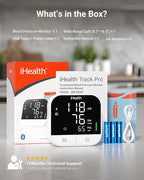 iHealth Track Pro Upper Arm Blood Pressure Monitor, Full-View LED Screen, Body & Cuff Detection, App-Enabled for iOS & Android, Adjustable Cuff Large Adults Arm Friendly