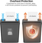 8-Sheet Cross Cut P-4 Security Paper Shredder, 4.2 Gal Bin with Portable Handle, Credit Card/Staple/Clip Shredder for Home Office