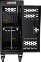 16 Device Mobile Charging Station for Laptops/Tablets/iPads/Chromebooks,16 Bay Lockable Charging Cabinet with Cable Management & Power Strip Included, Laptop & Tablet Storage Carts,Easy Assembly