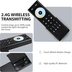 XXK RC02RFB RF Remoter, 4-Zone 2.4G Handheld RF Remote Control Compatible with CCT LED Controller, 99ft Wireless Control 4 Channel Group Control for Home CCT LED Strip Lights