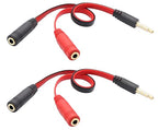 zdyCGTime 3.5mm Audio Y Splitter Cable 4-Pole 3.5mm AUX Male to 2x3.5mm Female Headset Mic & Stereo Y Splitter Cable for PC Computer Y Splitter Audio Flat Cable(20CM)(Red, Black)