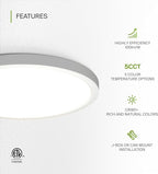 ASD LED 12" Round Flush Mount Ceiling Light Fixture, Low Profile Surface Lighting | 5CCT, Dimmable, Ultra-Thin, ETL Listed | 24W 2000LM 2700-6000K 100-277V | Kitchen, Hallway Lamp | White, 12 Pack
