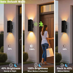 rosykite Motion Sensor Outdoor Wall Lights, Dusk to Dawn Exterior Wall Mount Light Fixtures with 3 Modes, Waterproof Up Down Porch Lights for House, Garage, Patio, Entryway, Matte Black