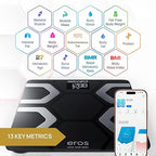 INEVIFIT EROS Bluetooth Body Fat Scale Smart BMI Highly Accurate Digital Bathroom Body Composition Analyzer with Wireless Smartphone APP 400 lbs 11.8 x 11.8 inch (Black)