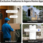 Aqara G100, 2K Indoor/Outdoor Security Camera, HomeKit Secure Video, 2-Way Audio, Spotlight Color/IR Night Vision, AI Detection, 140° FOV, Wi-Fi 6, Supports HomeKit, Alexa, Google and IFTTT, Black