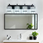 FDPBY Modern Bathroom Vanity Light 4-Lights Plating Black Vanity Light Crystal Wall Light Bathroom Light Fixtures