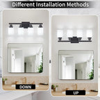 DIKAIDA Bathroom Light Fixtures, 4-Light Matte Black Bathroom Vanity Lights with Milky White Glass Shade, Bathroom Lights Over Mirror Wall Lamp Sconces for Mirror Bedroom, Living Room Hallway