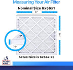 Filter King 6x56x1 Air Filter | 4-PACK | MERV 8 HVAC Pleated A/C Furnace Filters | MADE IN USA | Actual Size: 6 x 56 x .75"