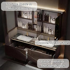 Double Sink Bathroom Vanity - Bathroom Vanities with Tops & Smart Defogging LED Lamp | Innovative Door Panel Design with Concealed Handle, Metal Faucet (Brown, 64IN)