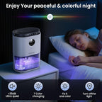 Dehumidifier for Home, 68 OZ Water Tank Dehumidifiers for Bathroom, Bedroom, Living room with, Auto Humidity Control, Digital Display, 7 Color Breathing Light, White