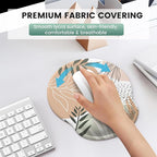 iLeadon Mouse Pad with Wrist Rest Set, Keyboard Wrist Rest + Ergonomic Mouse Pad + Coasters, Easy Typing & Pain Relief Mousepad, Mouse Pad Wrist Support for Computer Home Office, Tropical Leaves