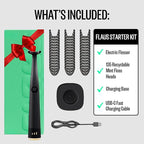 FLAUS Electric Flosser (Oprah's List, Shark Tank) 3 Speeds + 135 Refill Heads Variety Pack (Extra Strong Woven & Gentle Gliding) Water Flosser Alternative, Dentist Tooth Flossers Dental Floss Picks