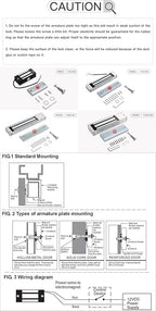Electric Magnetic Lock 60KG 130LBS Holding Force Electromagnet Lock 12V Fail Safe NC Mode Single Door for Access Control System/Metal Door/Fire Proof Door/Wooden Door/Glass Door etc. (60KG/130LBS)